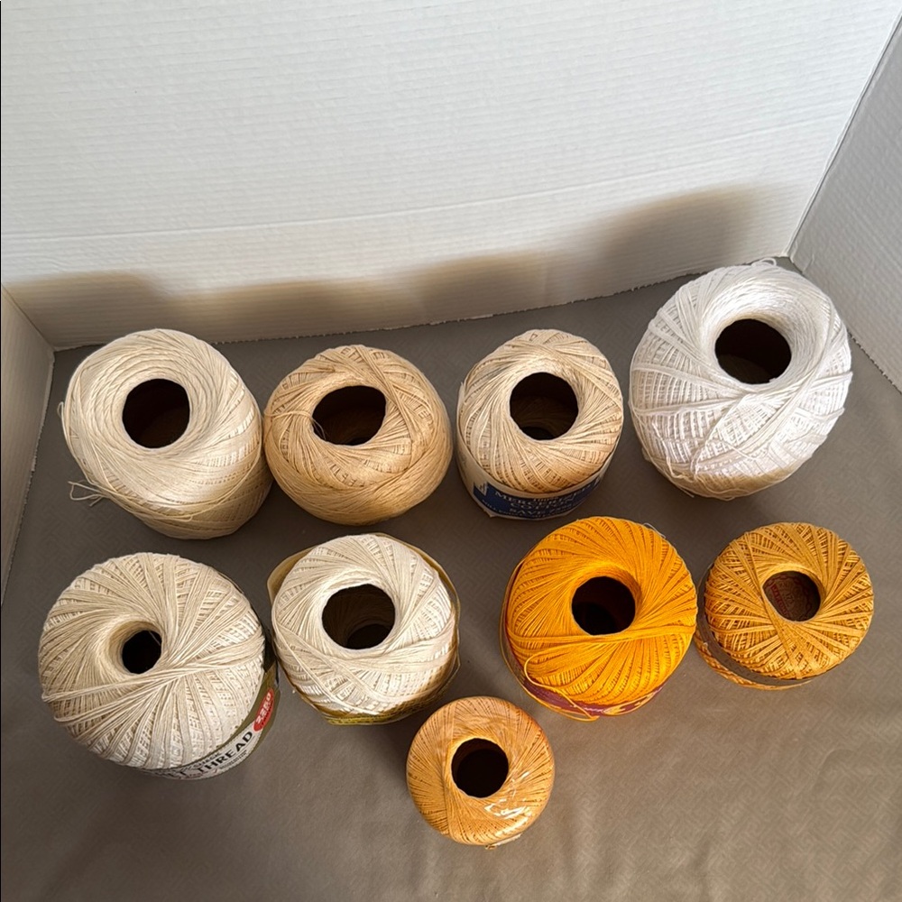 Assorted Crochet Thread Yarn Set 9 Balls.